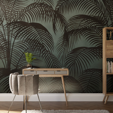 Palm Silhouette Teal Bespoke Mural