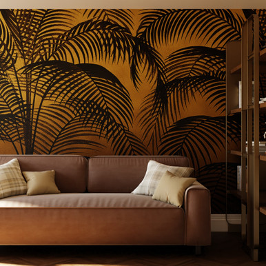 Palm Silhouette Golden Ochre Bespoke Mural