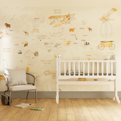 Around the World Neutral Bespoke Mural