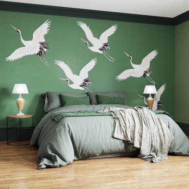 Cranes in Flight Emerald Bespoke Mural