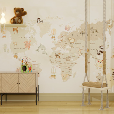 Whole Wide World Neutral Bespoke Mural