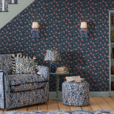 Cath Kidston Rose & Bows Navy Wallpaper