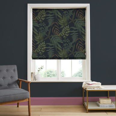 Midsummer Fern Navy Roman Blind