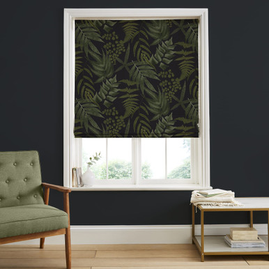 Midsummer Fern Black Roman Blind