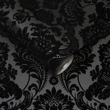 Papier Peint Gothic Damask Noir