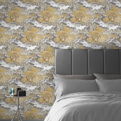 Edo Toile Mustard Behang