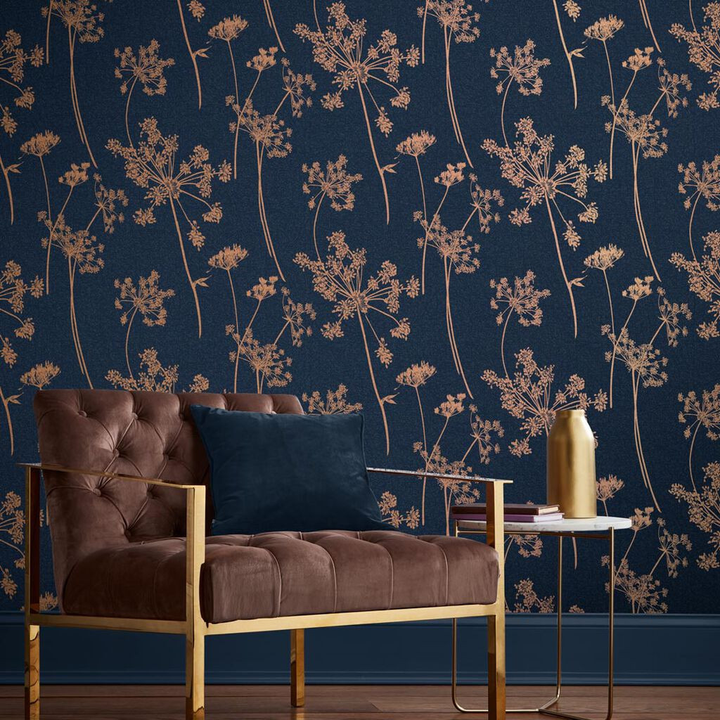 Buy Art Deco Geometric Wallpaper in Navy Blue  Gold Removable Online in  India  Etsy