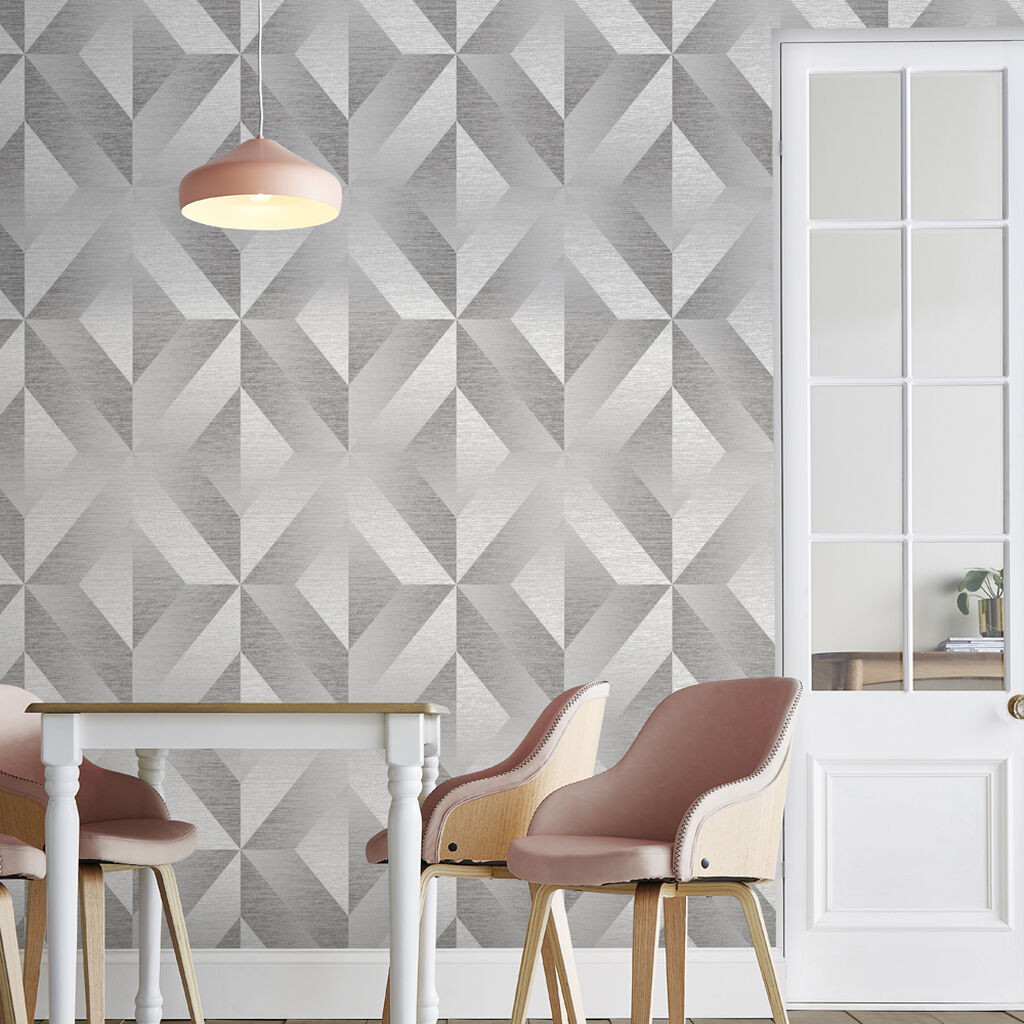 3D Grey Geometric Wallpaper for Beaux Arts by Marshalls  Amazonin Home  Improvement