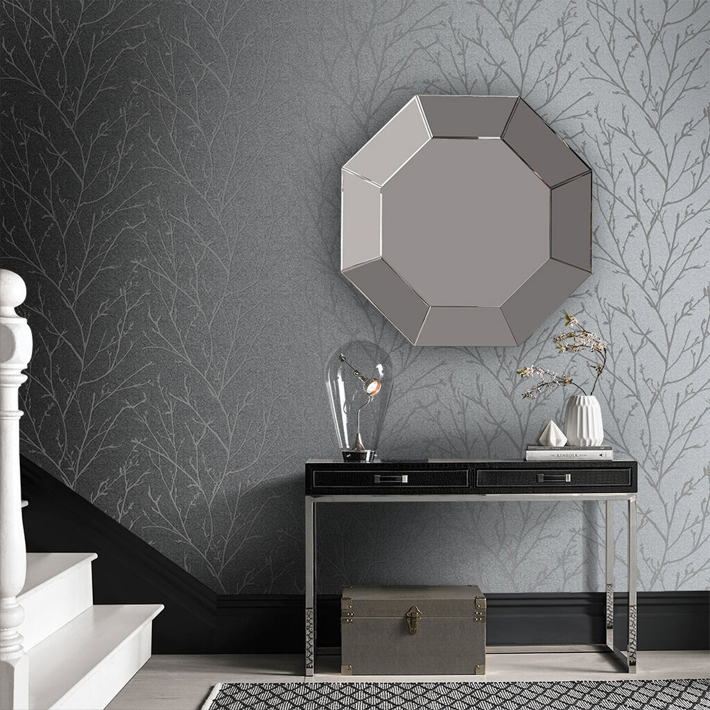 Fine Decor Camden Stitch Tile Charcoal Metallic Wallpaper - FD42993