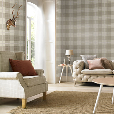 Papier Peint Tartan Naturel