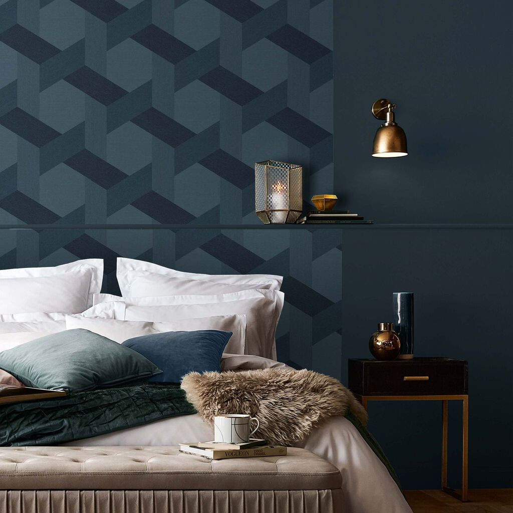 dark blue geometric wallpaper