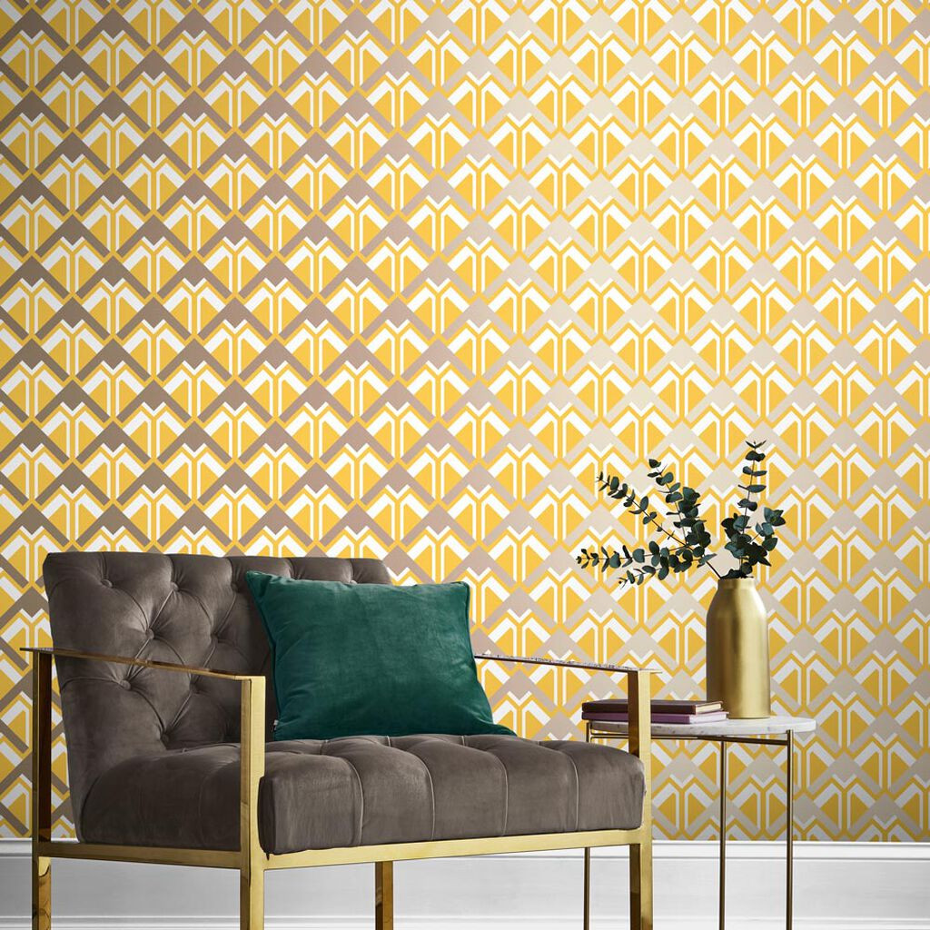 Green art deco geometric wallpaper  Feathr Official Site