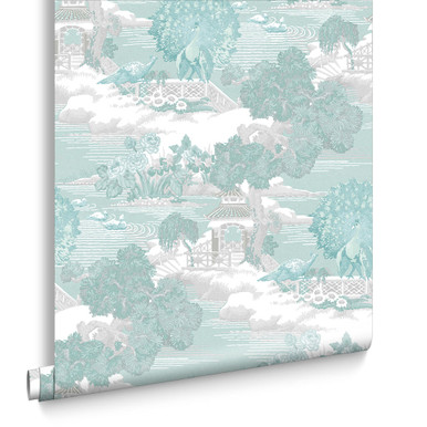 Edo Toile Mint Wallpaper