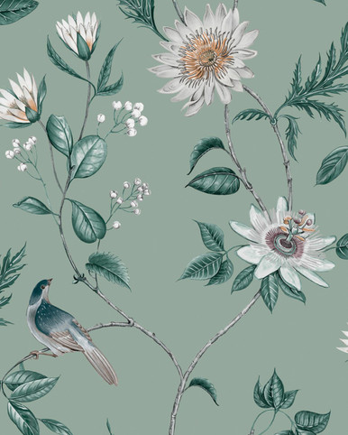 teal flower wallpaper