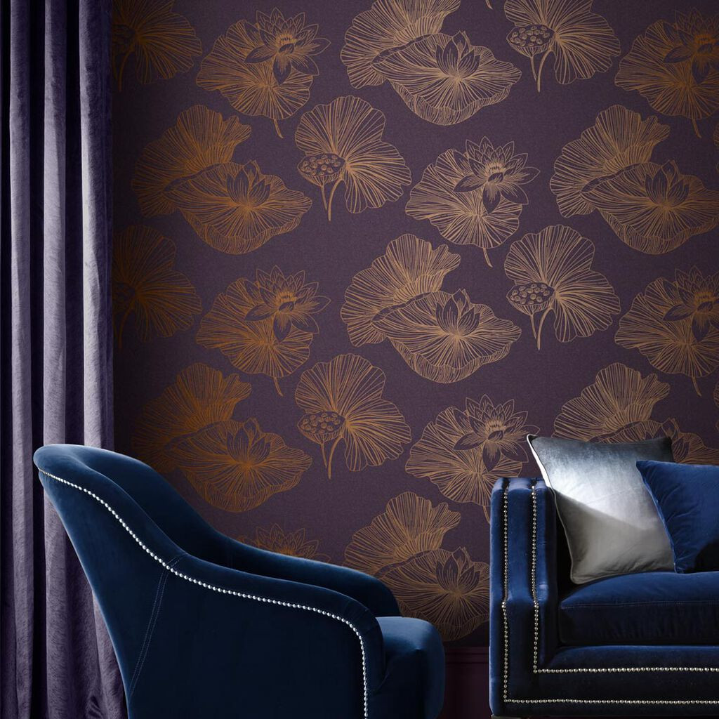 Geneva Metallic wallpaper in blue  gold  I Love Wallpaper