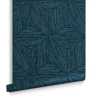 Grasscloth Geo Teal Wallpaper