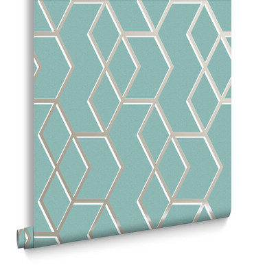 Archetype Mint & White Gold Wallpaper