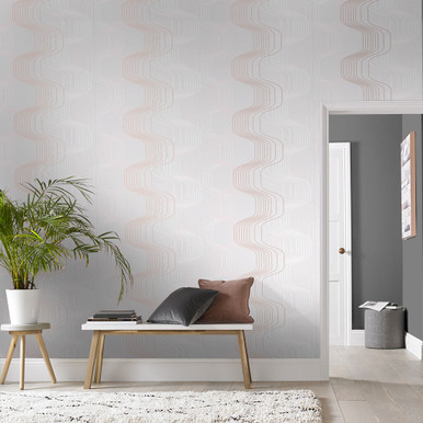 Revival Grey & Rose Gold Wallpaper