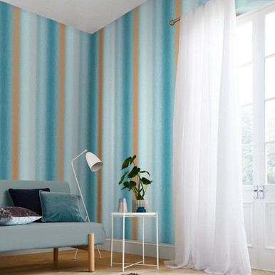 Wild Flower Stripe Teal Wallpaper