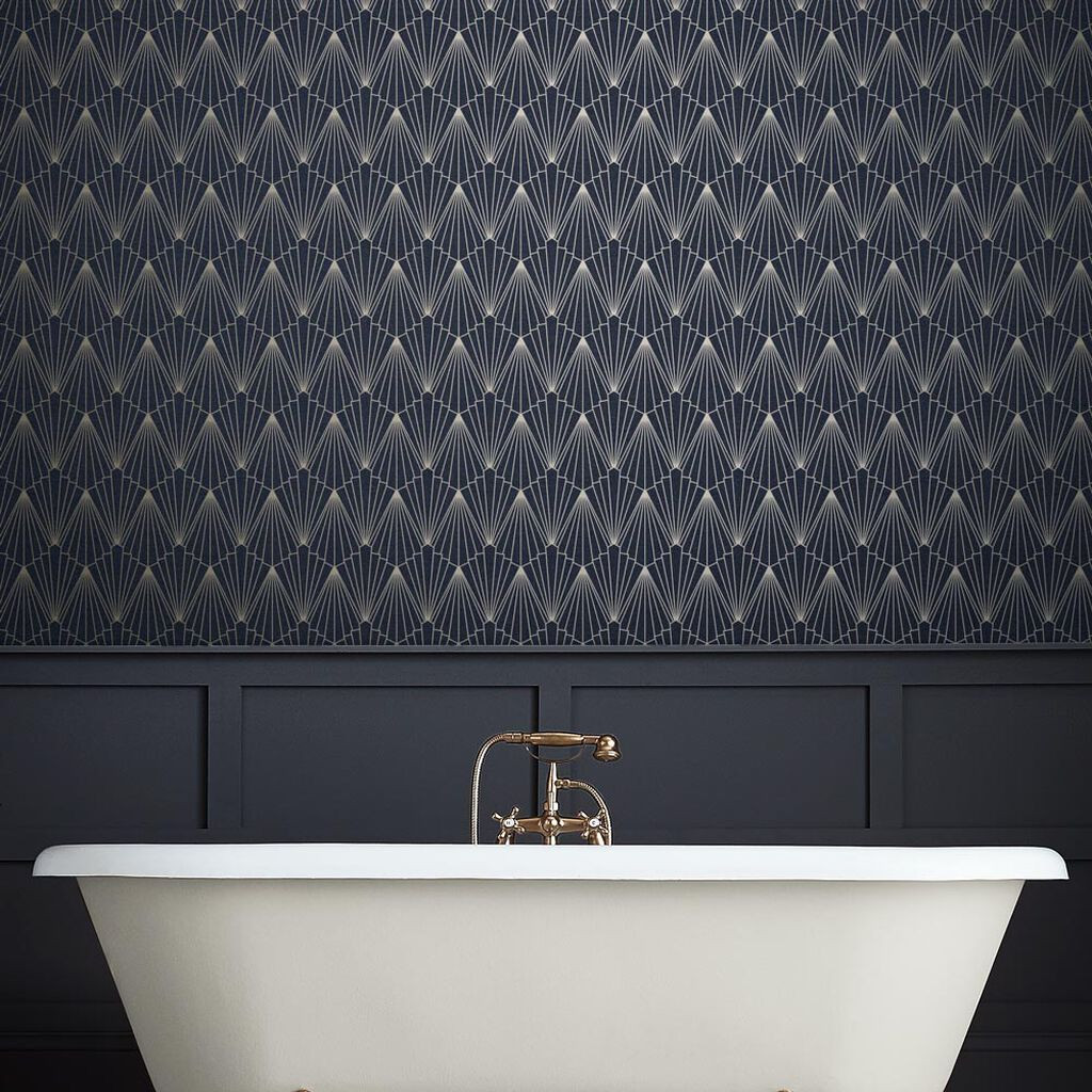 Graham Brown Art Deco Gold and Pearl Wallpaper