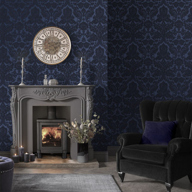 Gothic Damask Flock by Graham & Brown - Grey / Silver - Wallpaper :  Wallpaper Direct