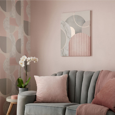 Pink & Grey Art Deco Geo Canvas Wall Art