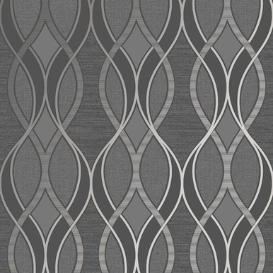 Ribbon Geo Gray & Silver Wallpaper