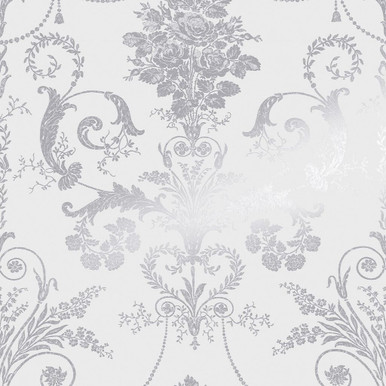 Laura Ashley Josette Metallic Silver Wallpaper