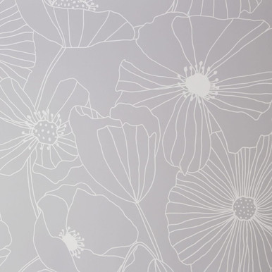 Linear Floral Grey Wallpaper