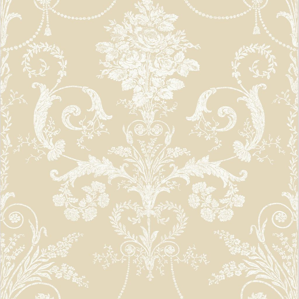 Chelsea Glitter Damask wallpaper in cream & gold