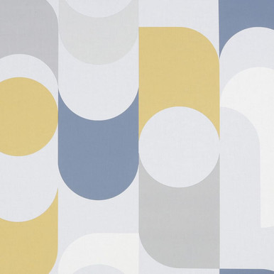 Retro Geo Navy & Yellow Wallpaper