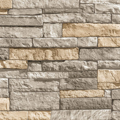 Ledgestone Gray and Terracotta Wallpaper