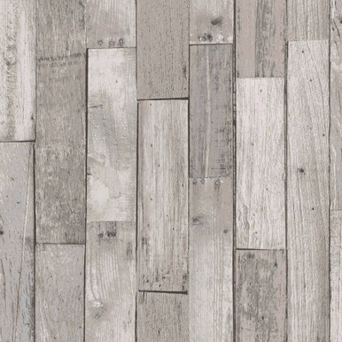 Next Distressed Wood Plank Grey Wallpaper