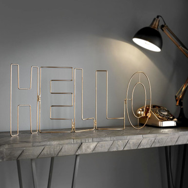 Hello Rose Gold Déco Murale en Métal