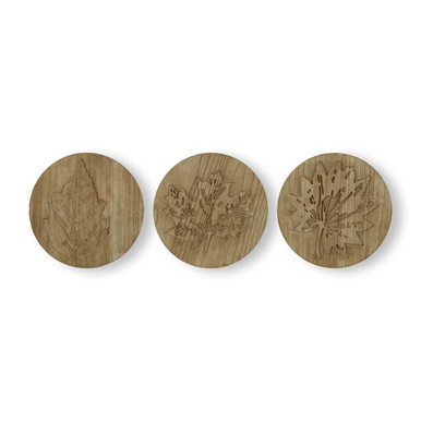 Trio D’Art Mural Feuilles Bois