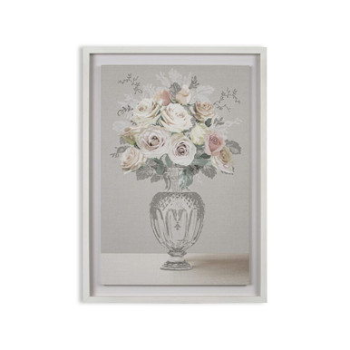 Rose Bouquet Vase Framed Floating Canvas