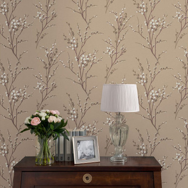 Laura Ashley Pussy Willow Natural Wallpaper