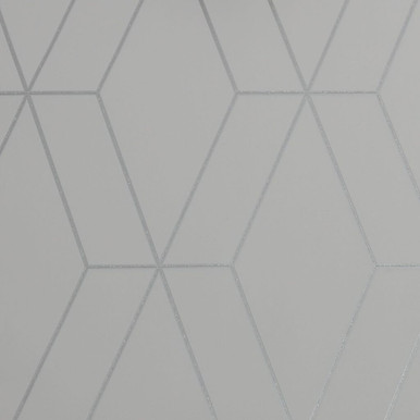 Diamond Geo Grey Silver Wallpaper