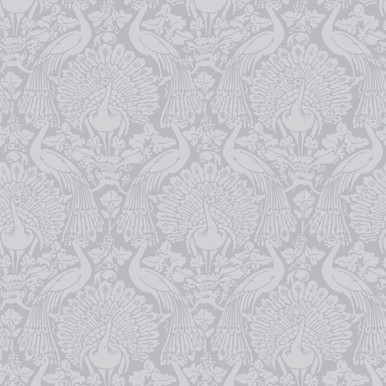 Laura Ashley Peacock Damask Pale Slate Wallpaper