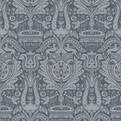 Laura Ashley Heraldic Damask Dusky Seaspray Wallpaper