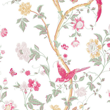 Tapestry Floral by Arthouse - Charcoal / Pink - Wallpaper