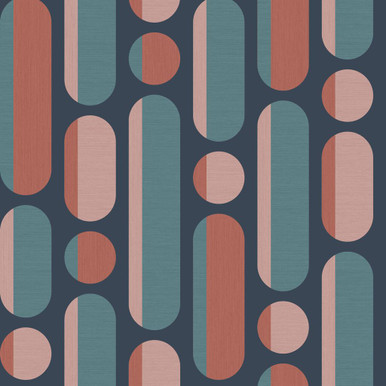 Morse Coral & Navy Wallpaper