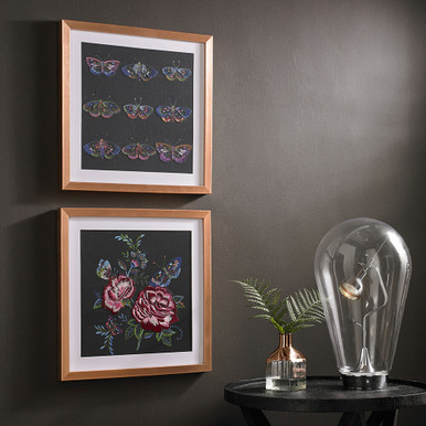 Beautiful Butterflies Stitched Framed Wall Art Print