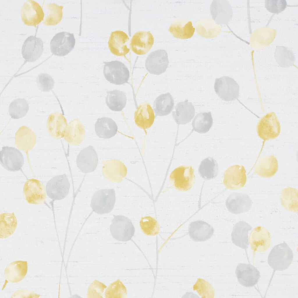 Arthouse Scandi Leaf Smooth Glitter Yellow and Grey Wallpaper  Homebase