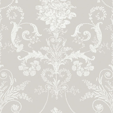 Laura Ashley Josette White & Dove Grey Wallpaper
