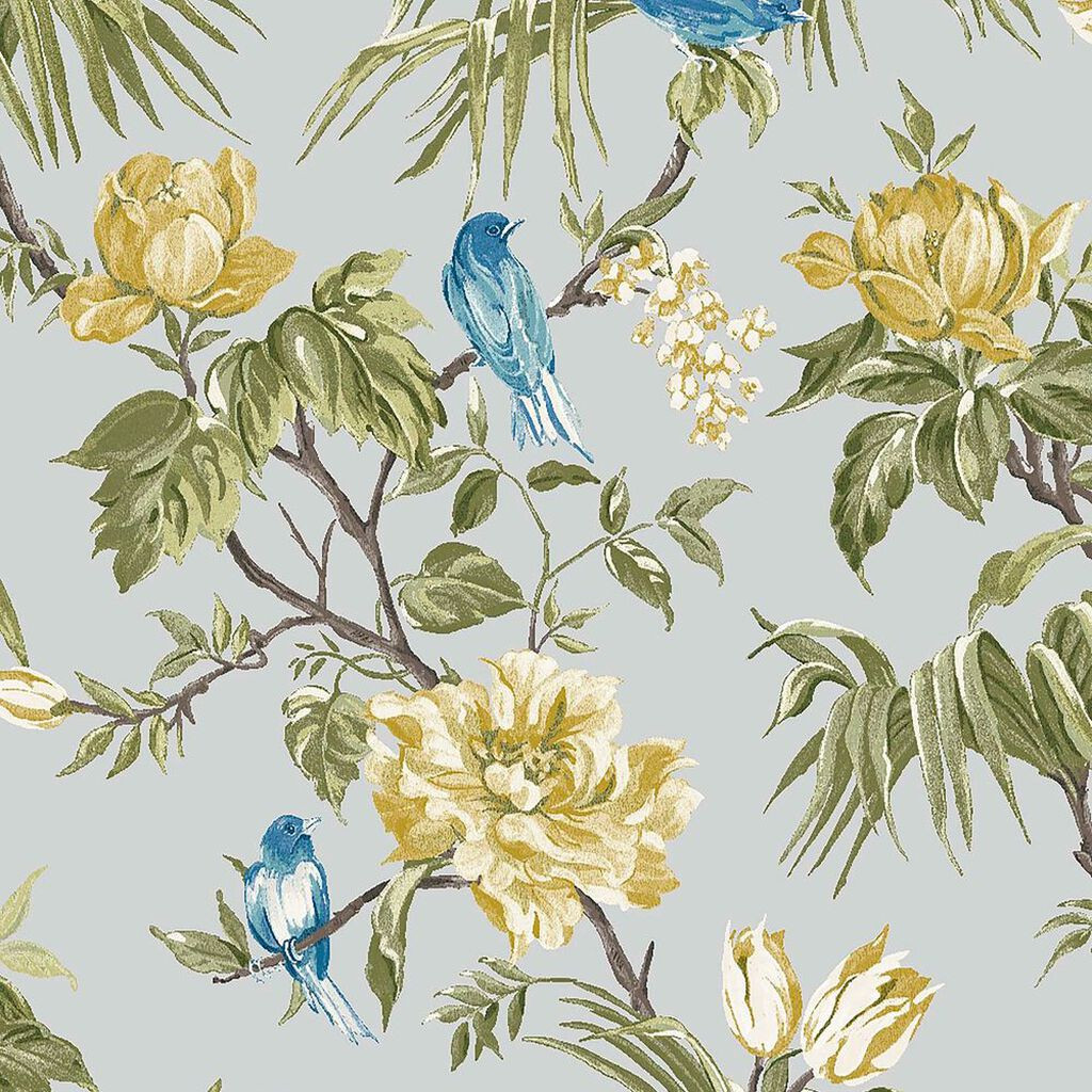 NextWall Retro Yellow And Gray Floral Vinyl Peel  Stick Wallpaper Roll  Covers 3075 Sq Ft NW35203  The Home Depot