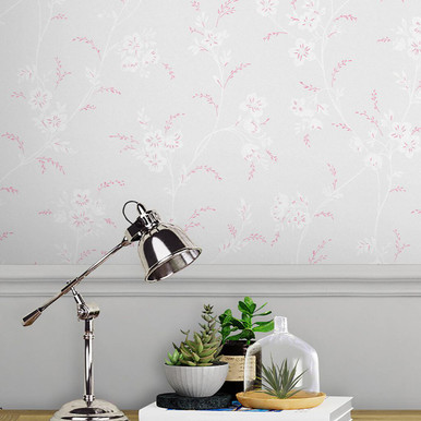 Laura Ashley Eva Floral Sugared Gray Wallpaper