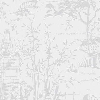 Laura Ashley Toile de Jouy Sugared Gray Wallpaper