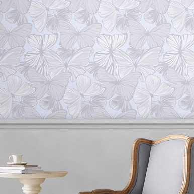 Laura Ashley Butterfly Garden Sugared Grey Wallpaper