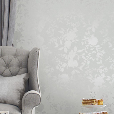 Oriental Garden Pearlescent Chalk Pink Wallpaper